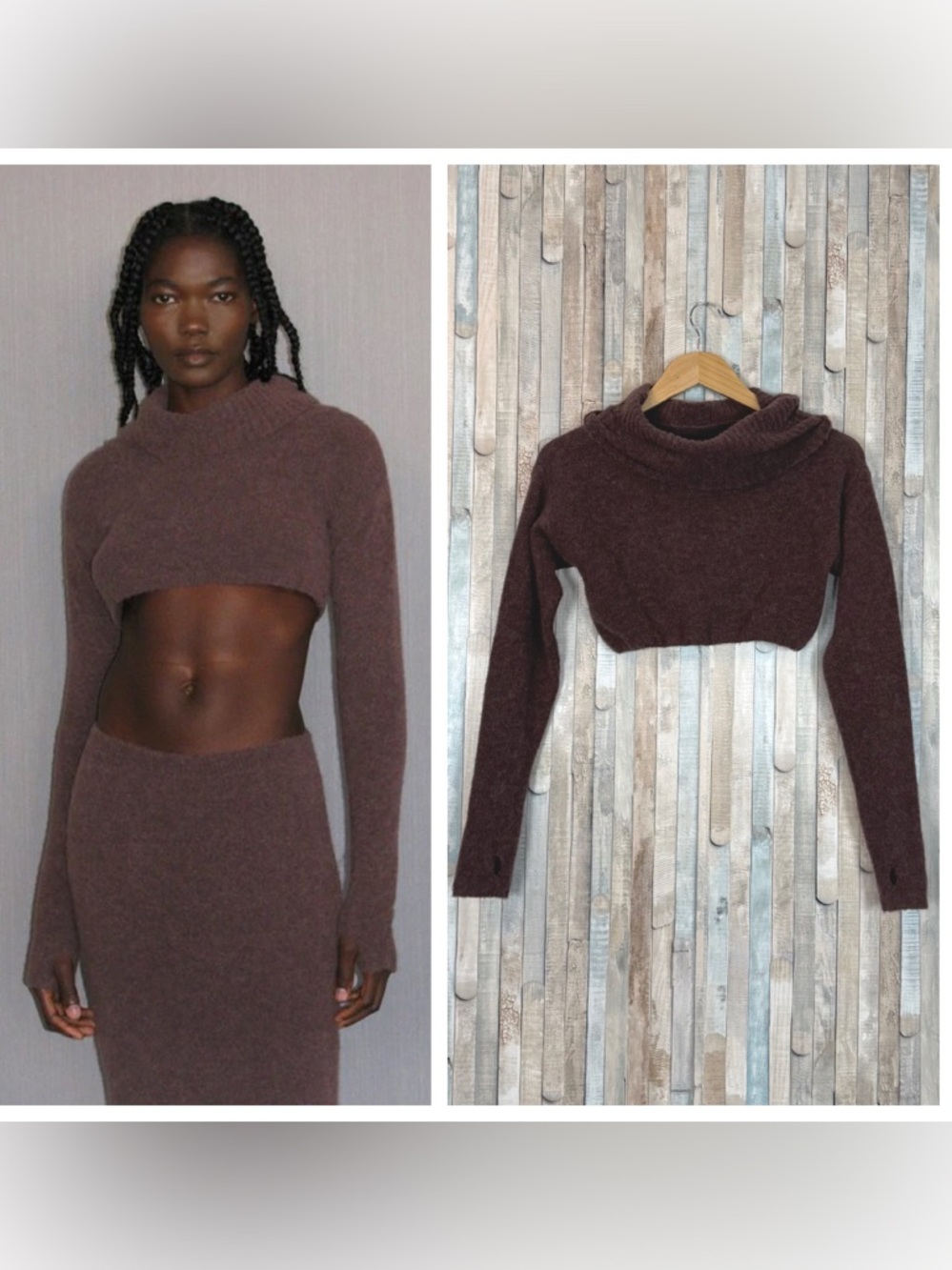 Paloma Wool M Margarita Reversible Cropped Sweater Pullover Alpaca Aubergine